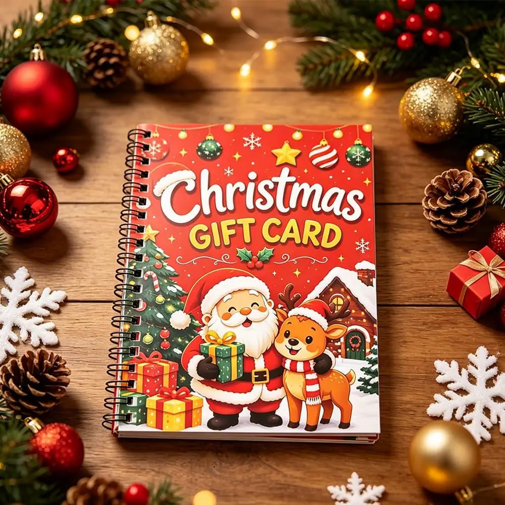 Christmas Gift Card Book Spiral Bound Xmas Greeting Card Collection Book Holiday Festive Pattern Gift Card Organizer Notebook