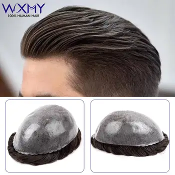 Parrucchino da uomo 0,12 mm Base completa della pelle Protesi per capelli maschili Capelli umani naturali Parrucche da uomo Protesi capillare Sistemi di parrucche da uomo durevoli