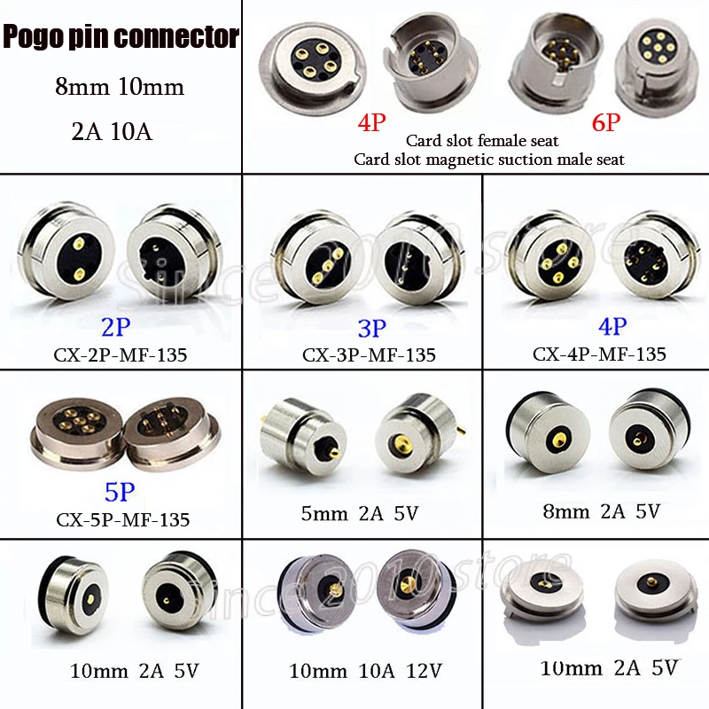 

Spring Loaded Magnetic 1 2 3 4 5 Round 8mm 10mm Male And Female 2A 10A Optical Power Charging Pogo Pin Circular Connector