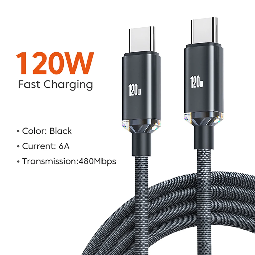 120W PD Typ-C Kabel 0,25M/1M/1,5M/2M Schnellladekabel USB-C Datenkabel für iPhone 17 Xiaomi Samsung Huawei