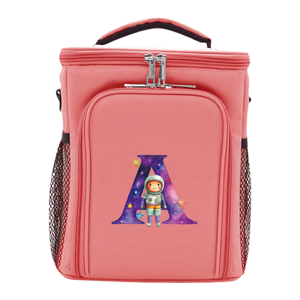Lunch Box Bag Food Tote Lunch Box Organizer Food Thermal Storage Bag Astronautletter Pattern Series Portable Lunch Insulated Bag