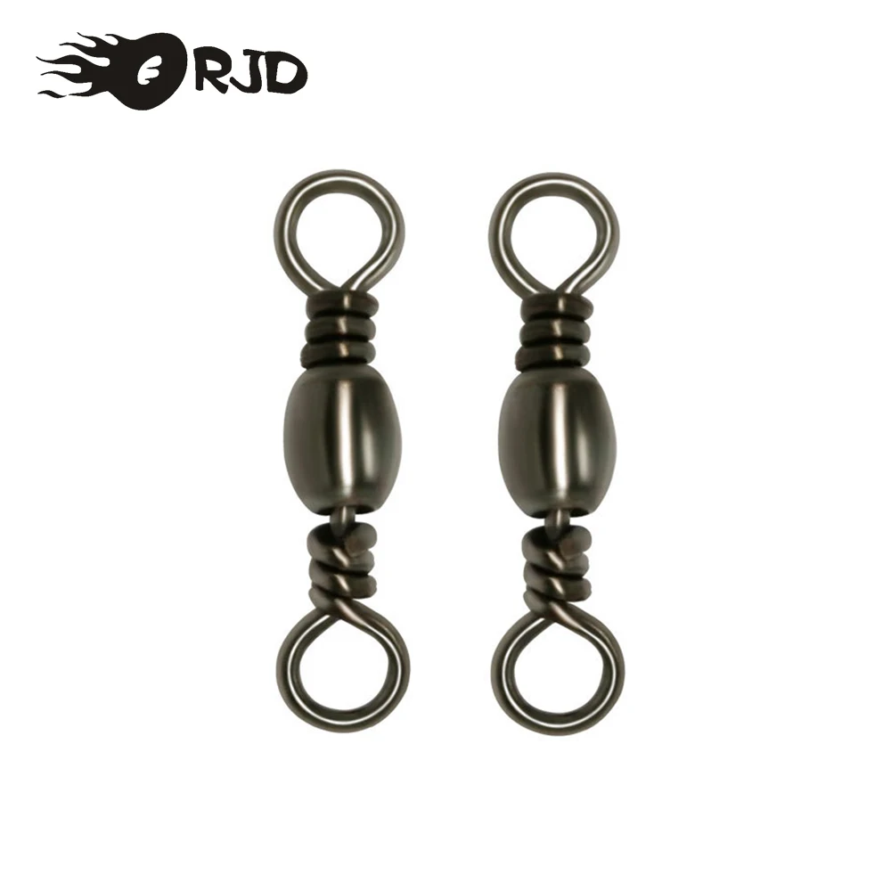 ORJD 20-50pcs Barrel Swivels Fishing Rolling Swivel Snap Solid Ring Stainless Hook Lure Connector Fishing Accessories Tackle