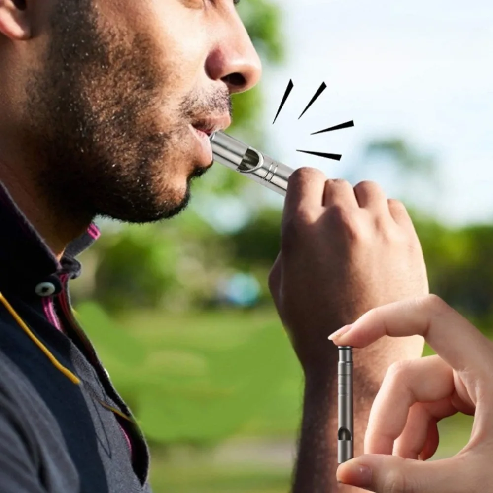 1 Pcs Titanium Alloy Survival Whistle 120 Decibels Compact And Lightweight Suitable For Hiking Camping And Survival Training