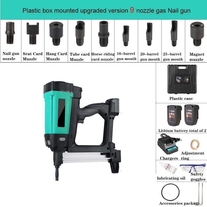 Upgrade Multipurpose Gas Nail Gun Electric Woodworking Hydroelectric Steel Nailer Concrete Ceiling Frame Trunk Rechargeable Air