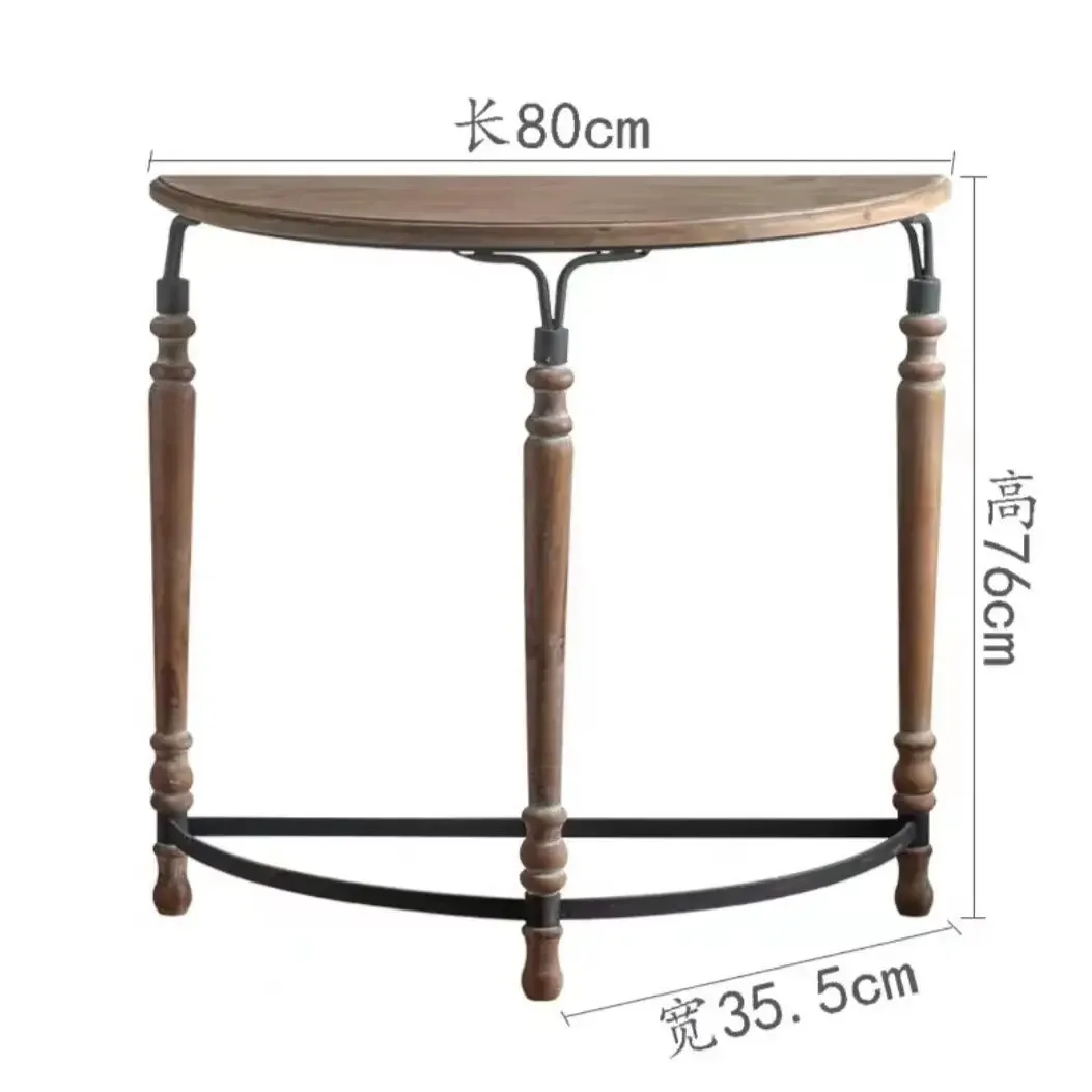 American semicircular entrance table antique wrought iron shelf French retro style balcony curved old flower stand entrance