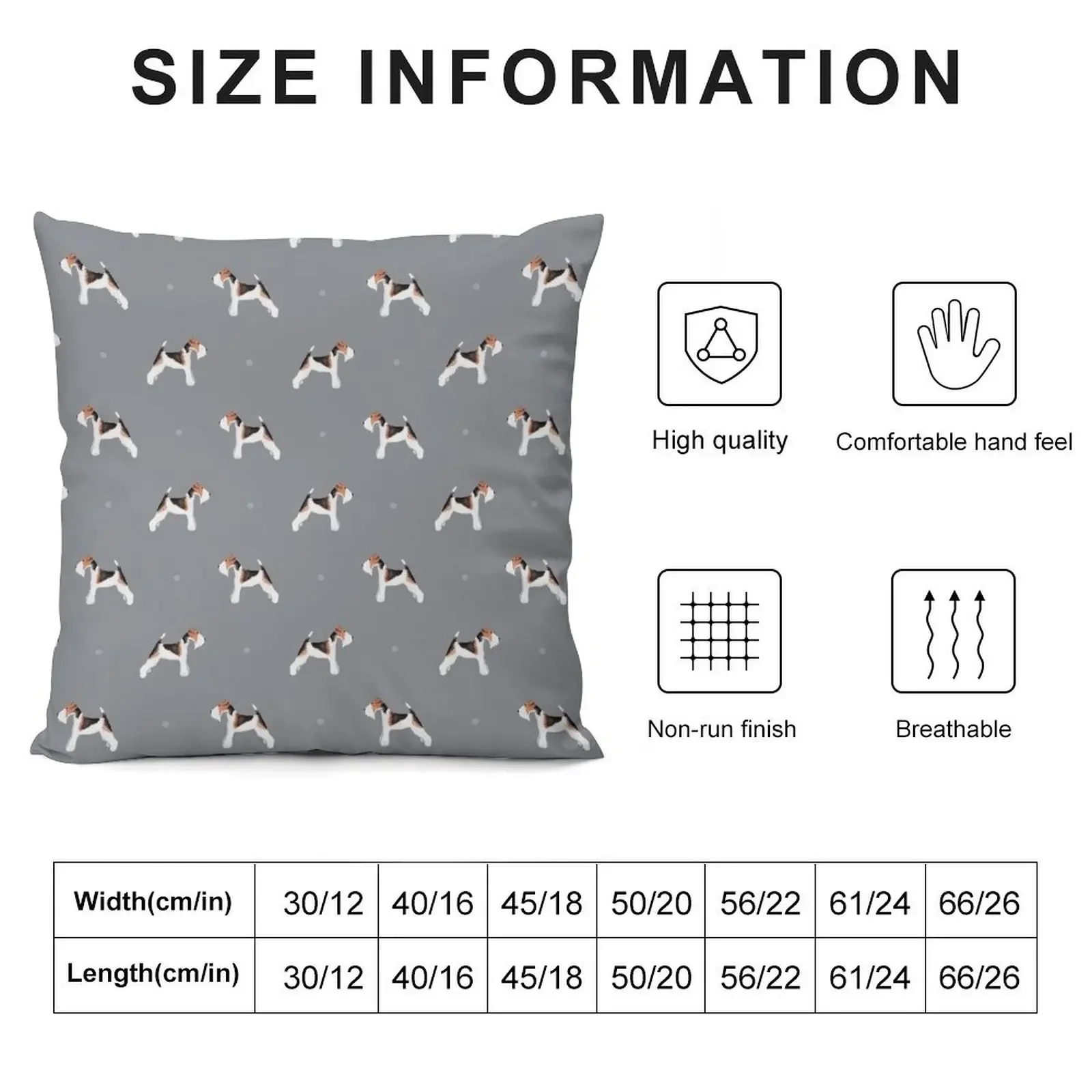 Side facing fox terrier repeat pattern Soft Grey Throw Pillow ornamental pillows christmas ornaments 2025 pillow