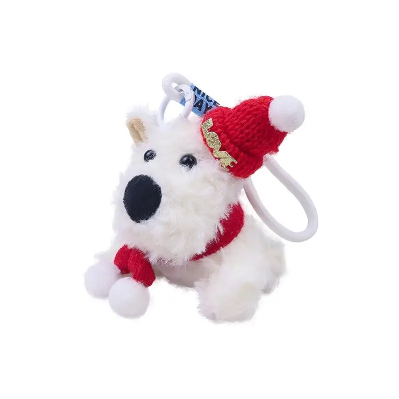 1PCS Sitting Western Highlands Puppy Toy Long Plush Cute White Dog Pendant Little Pet Animals Dolls Children Christmas Gift