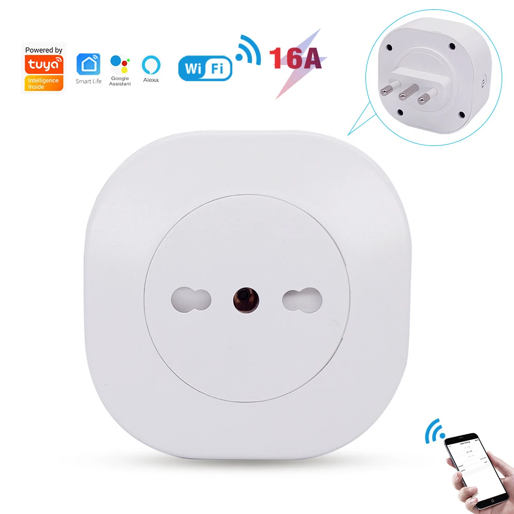 

Умная розетка Tuya Wi-Fi 10A16A, итальянская стандартная вилка, голосовой пульт дистанционного управления Alexa для мобильного телефона, разделенная по времени