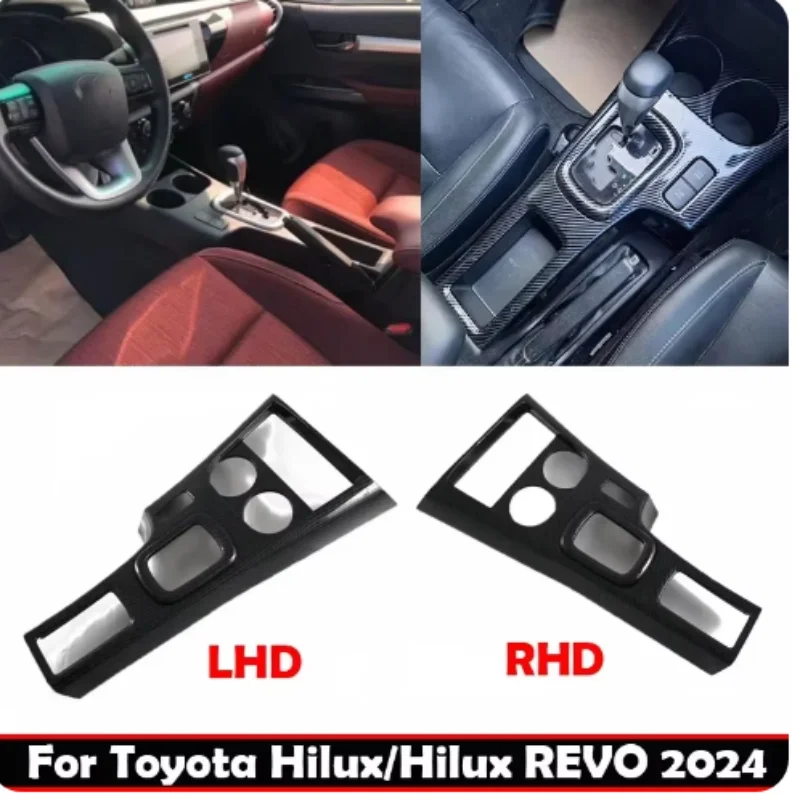 L/RHD For Toyota Hilux/Hilux REVO 2024 center conlose Gear Shift Panel front water cup holder Cover sticker interior accessories