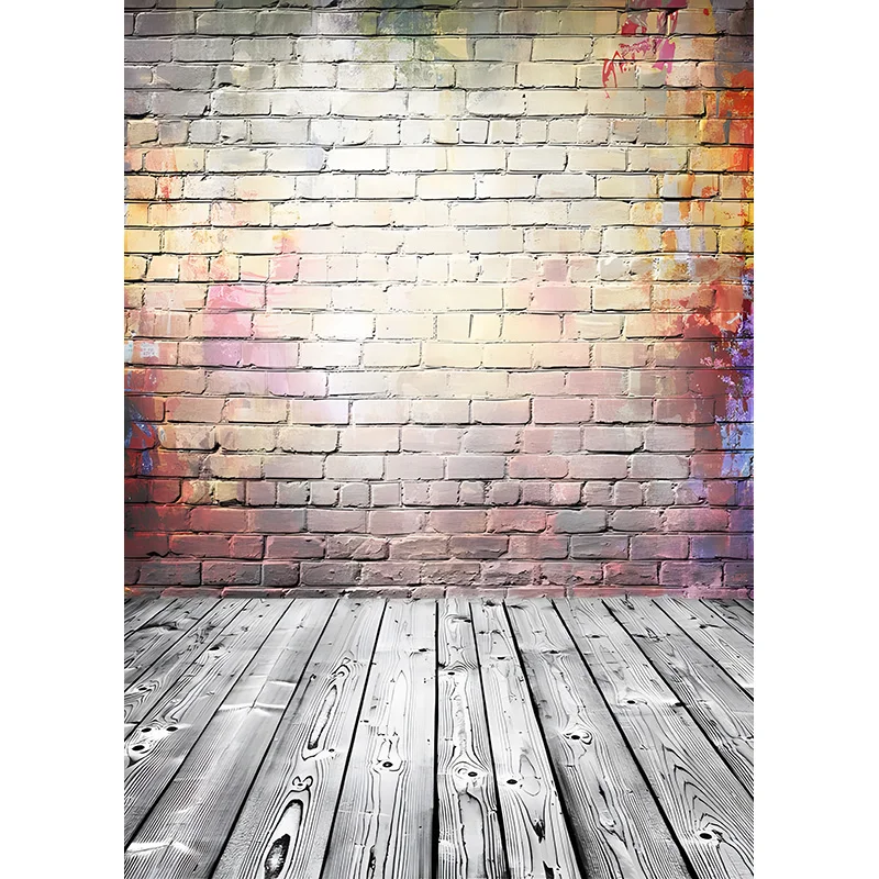 SHUOZHIKE-Parede de tijolos e piso de madeira Tema Fotografia Backdrops, Props Retrato, Children's Home Photo Studio Background, QY-81