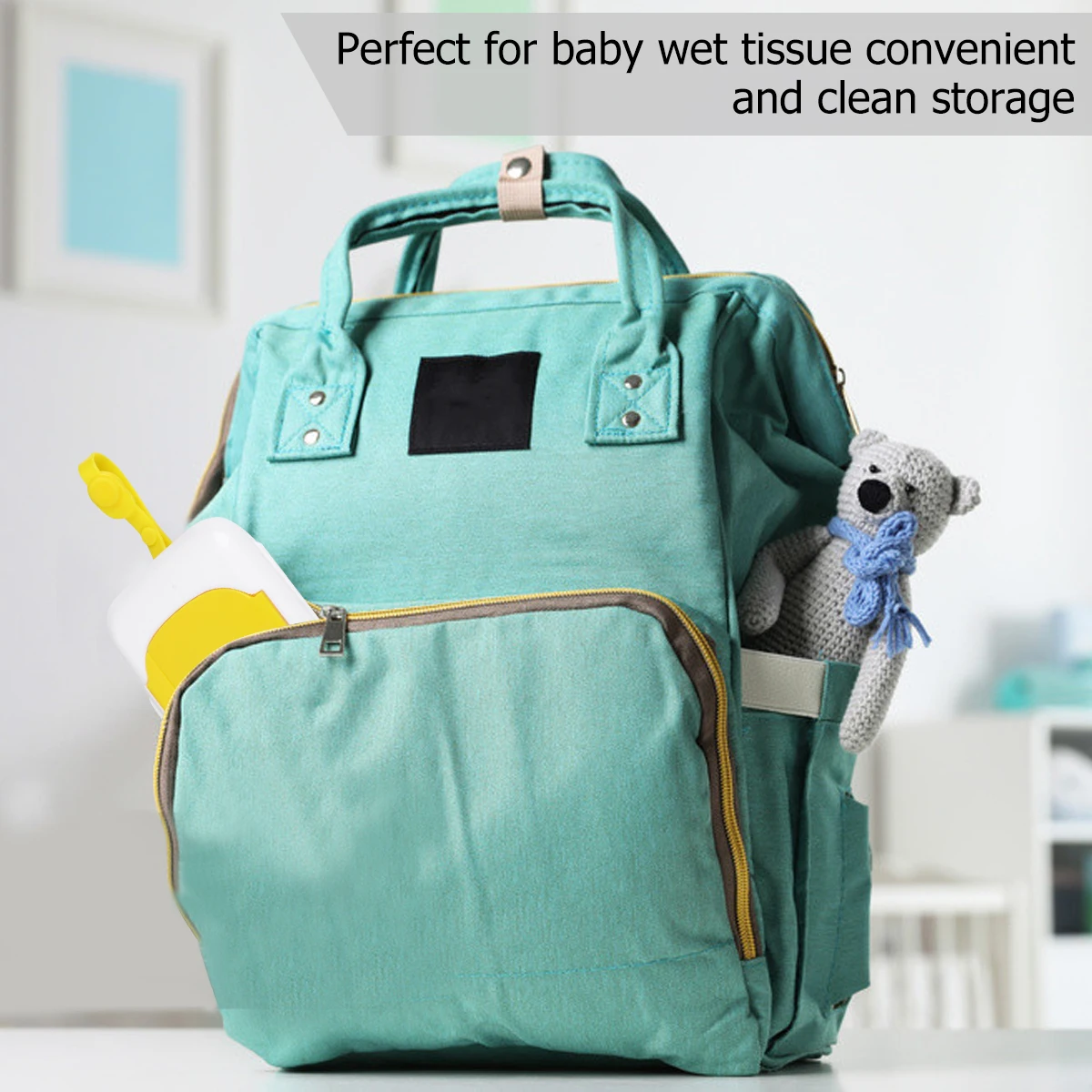 

Portable Wet Tissue Case For Baby Stroller Crib Travel Wipe Storage Organizer Dispenser