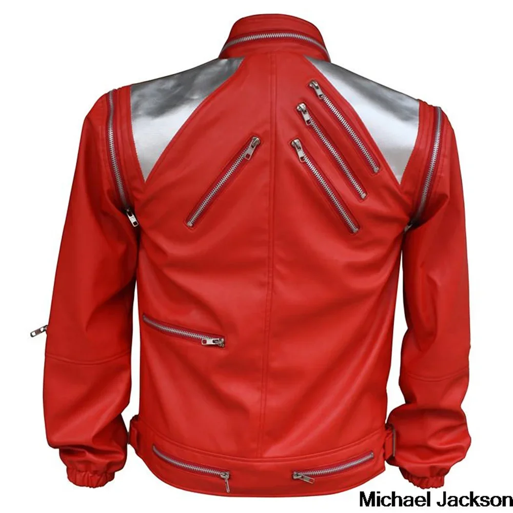 Jaqueta de alfaiate casual com zíper vermelho, outwear elegante, outwear quente, Michael Jackson, MJ Beat It, Made America, estilo punk