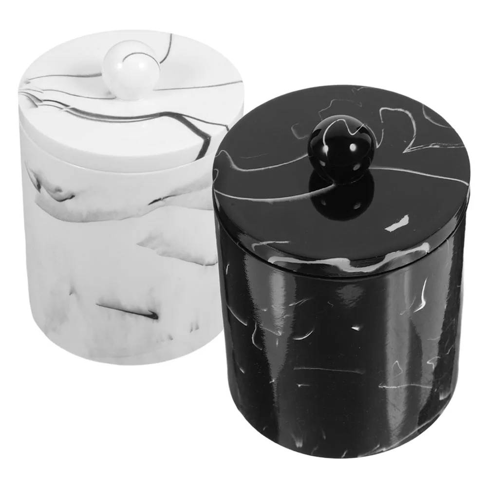 

2Pcs Marble Pattern Cotton Swab Box Resin Storage Vanity ganizer Home Desktop Travel Practical Toothpicks Holder Storage