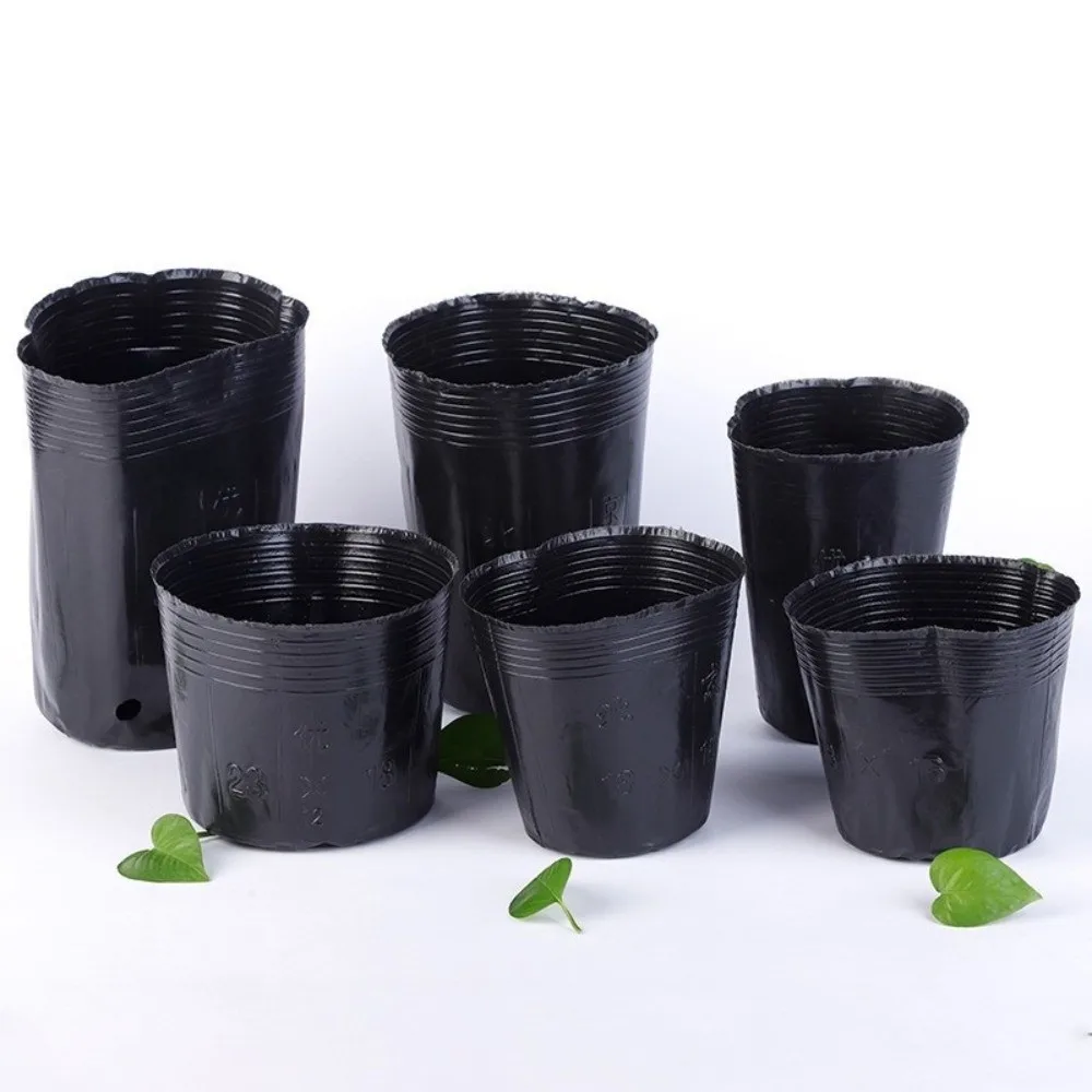 500 unids/set nuevos macetas desechables para propagación de plantas, vaso de plástico negro para plántulas, bolsa para cultivo de flores y verduras, herramientas de jardín