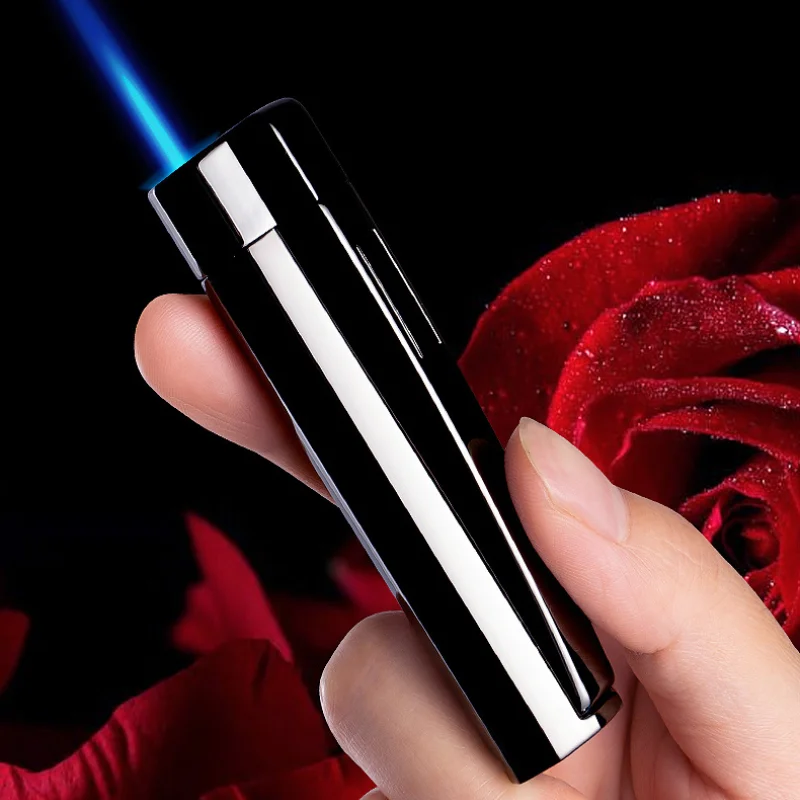 2024 New Portable Butane Gas Windproof Lighters Cigarette Cigar Lighter Mini Torch Jet Lighter Blue Flame 1300C Gadgets For Men