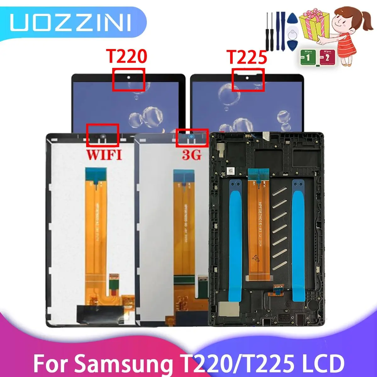 8.7'' For Samsung Tab A7 Lite 2021 SM-T220 SM-T225 T220 T225 LCD Touch Screen Digitizer Panel Assembly 100% Tested+Tool