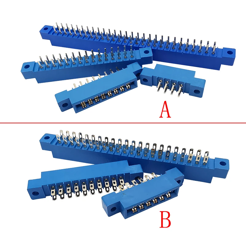 2Pcs Blue PCB Mount Edge Card Pitch 3.96mm Connector Connecting Goldfinger Socket Female Header 8/12/20/24/30/36/44/56/72Pin