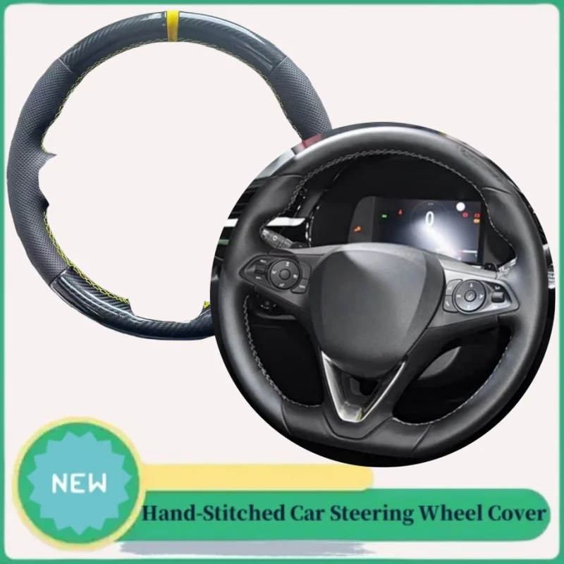 

DIY Abrasion-resistant Breathable Genuine Carbon Fiber Leather Steering Wheel Cover For Opel Corsa-eOpel Corsa F MY20 2020 2021