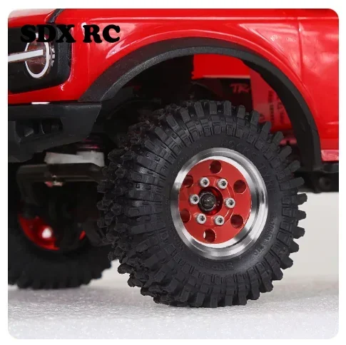 Metal Beadlock Roda Pneu Set, 1/18, 1/24 RC Crawler Car, Peças de atualização, Acessórios, TRX4M, SCX24, AX24, FCX24, 55mm, 1.0 ", 4pcs