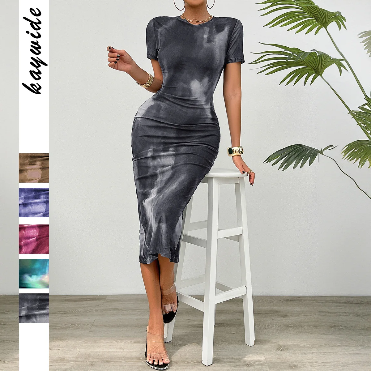 Ele الخصر مقطع التخسيس الراقية يشعر الربيع الصيف الدكتور الشيفون النسيج Thiened الأساسية Sle المنشأ الصيني