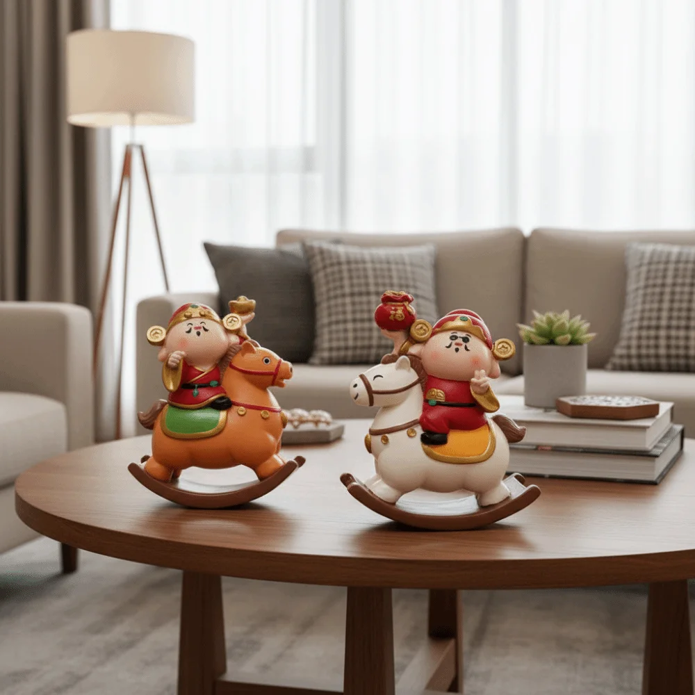 الراتنج 2026 الحصان سنة التماثيل سنة الحصان التميمة هزاز الحصان زخرفة نعمة النمط الصيني تمثال حصان #5