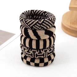 5pcs Black Fashion High Elastic Hairbands for Women Zebra Striped Scrunchies Band Hair Ties Autumn Winter Durable Accessories