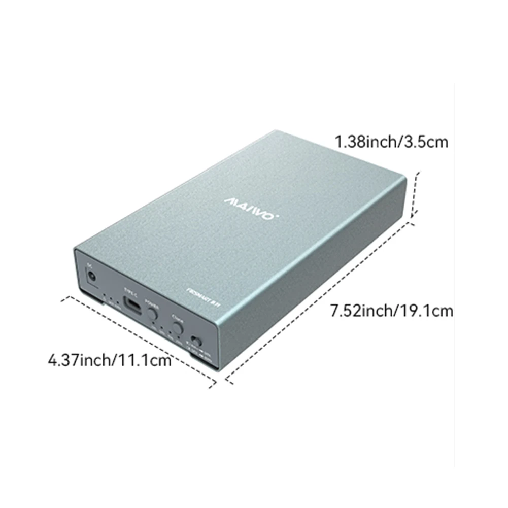 Dual Bay Enclosure with Offline Clone NVME M.2 Duplicator USB-C 10Gbps NVME Cloner Dock for M.2 NVMe and External SATA Hard Disk