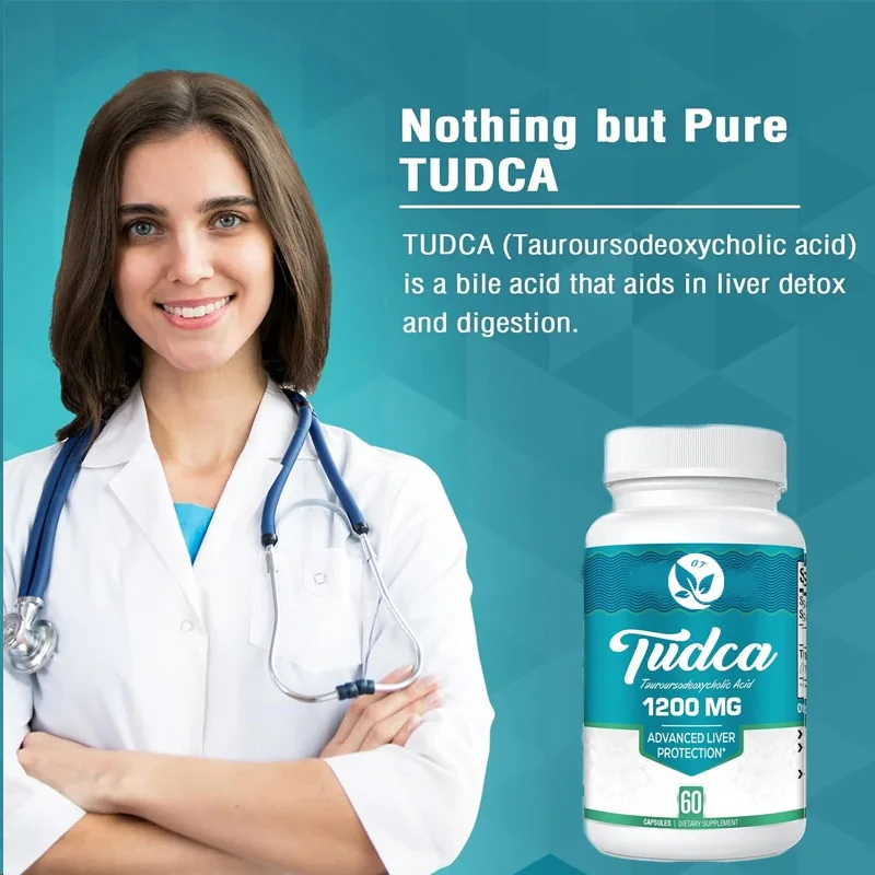 Suplemento de Tudca 1200mg -60 cápsulas vegetarianas, suplemento de sal forte da bile de Tudca, usado para fígado e digestão