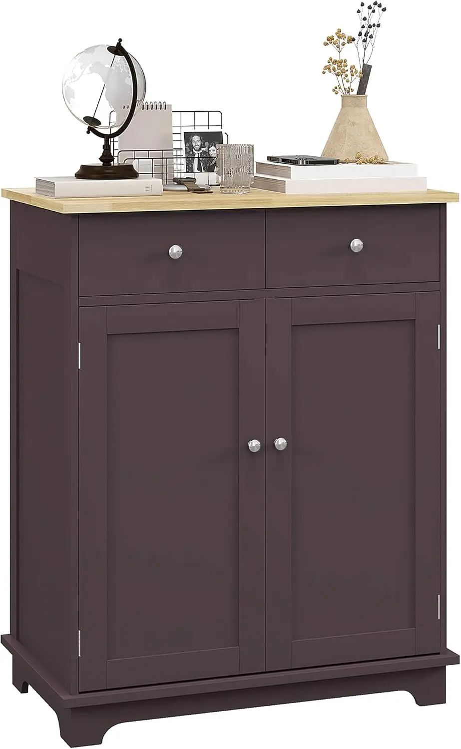 

NEW Sideboard with Solid Wood Countertop, Modern Kitchen Storage Cabinet, Coffee Bar Cabinet with 2 Drawers, NEW USA