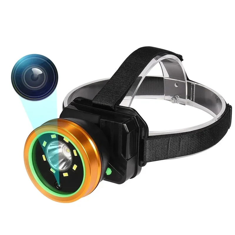 Outdoor Sports Camera with Headlamp USB Charging Waterproof Head-Mounted Sports Video Camera 1080P