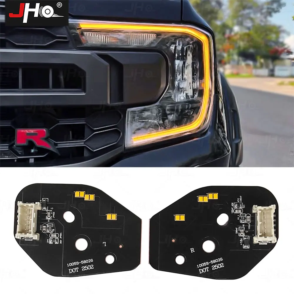 

JHO Amber DRL Module Front Headlights Frame White Color Change to Amber For Ford Ranger T9 2023 2024 XL/XLT Replace Unit