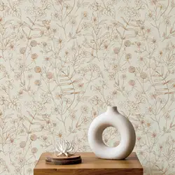 Wild Field and Meadow Plants Wallpaper,Floral Herbs Removable Wallpaper | Self-adhesive | Vintage Botanical Wallpaper,Non Woven