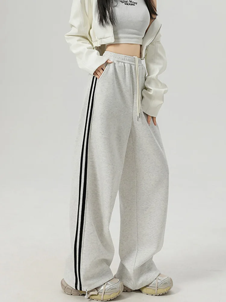 Gidyq – pantalon de survêtement américain rayé pour femme, Streetwear, Vintage, Hip Hop, ample, taille haute, Y2K, automne hiver, Bf, pantalon de sport, nouveau