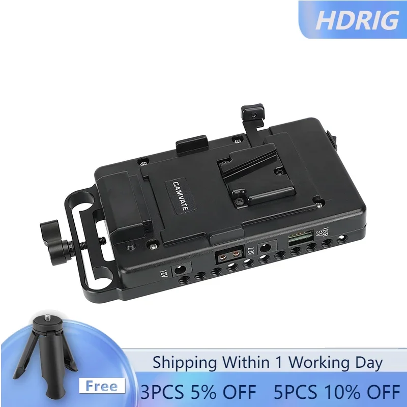 HDRIG Quick Release V Lock Power Splitter Battery Mount With Backboard Plate 15mm Rail Block Rod Clamp for DSLR Camera Accesso