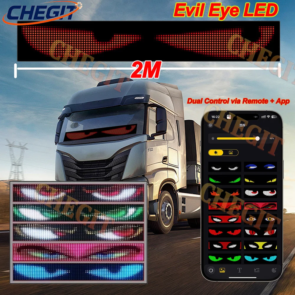 

Приложение Дистанционное Управление 2M Big Devil Eye Truck Светодиодная Матрица Пиксельная Панель Освещение Граффити Прокрутка Stickup Текстовая Доска Лобовое Стекло