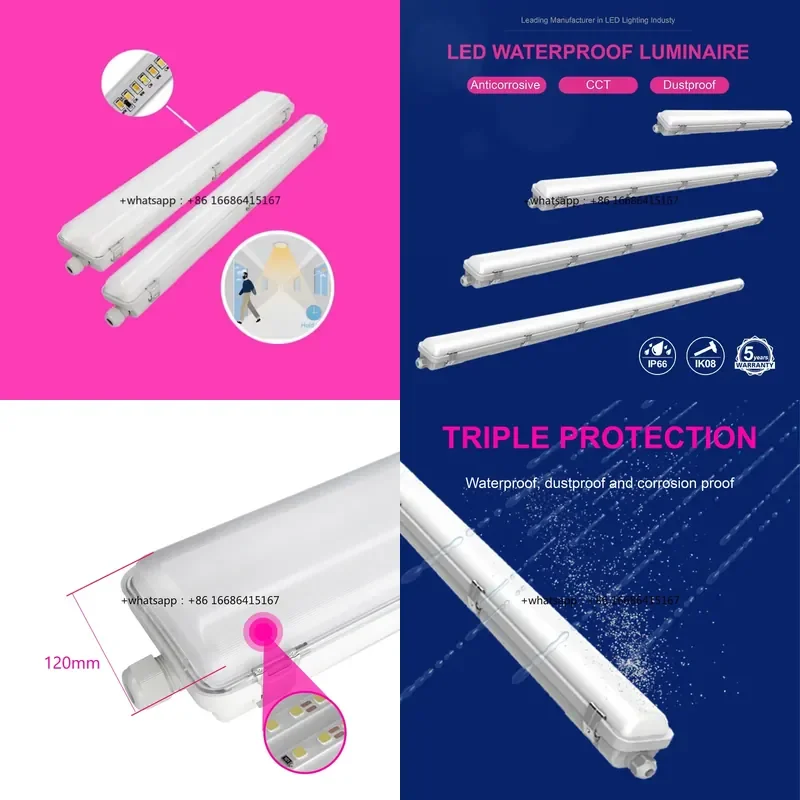 Manufacturer Explosion-proof CCT Selectable Sensor Wide Operating Temperature Led Triproof Light