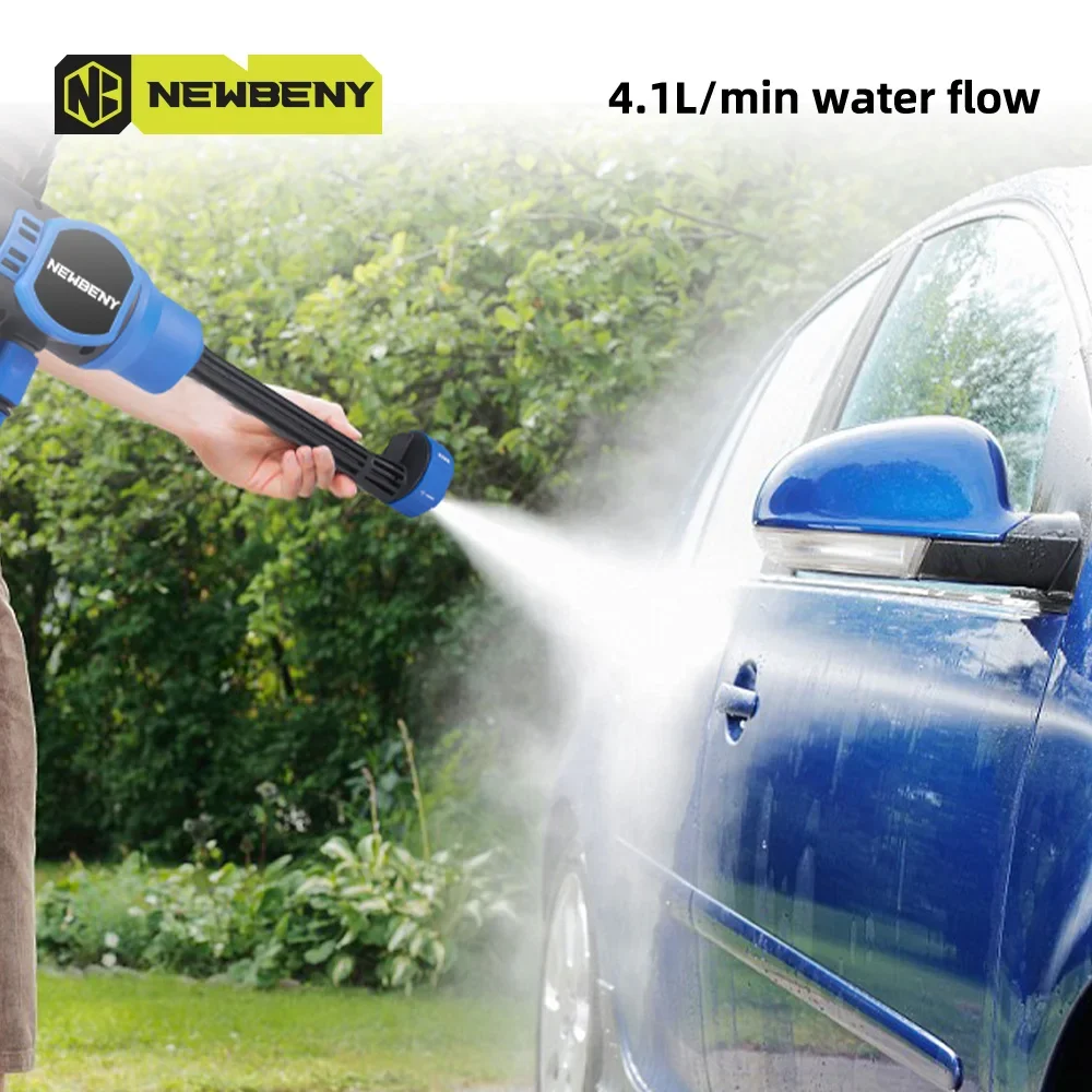 NEWBENY 200Bar Brushless Electric Car Washer  6 IN 1 Cordless Efficient Garden Cleaning Spray Gun Tools For Makita 18V Battery