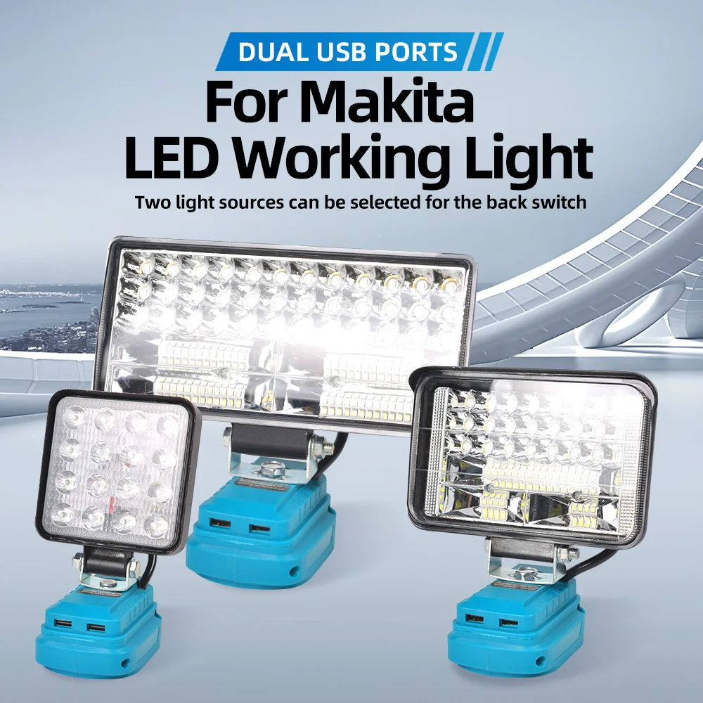 LED Work Light for Makita portable Flood Light with USB Port, Lighting Spotlight Suitable for Makita 18V Battery BL1840 BL1850