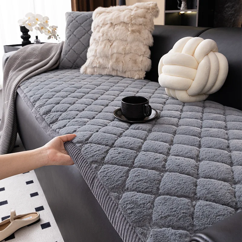 Thick Plush Sofa Cushion Anti-Slip Sofa Cover Four Seasons Universal Sofa L Couch Cover Slipcover Furniture Protector Home Decor