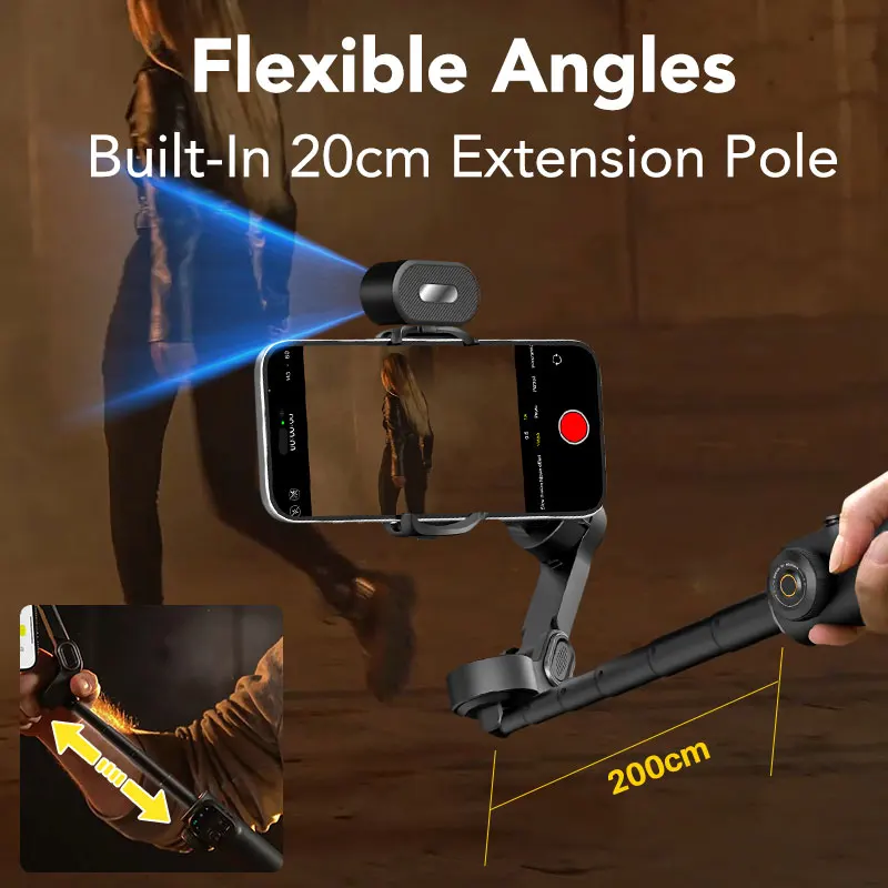 AOCHUAN Smart X2 Kit 3 Axis Handheld Gimbal Stabilizer For iphone And Android Smartphone With built-in extension pole and LED