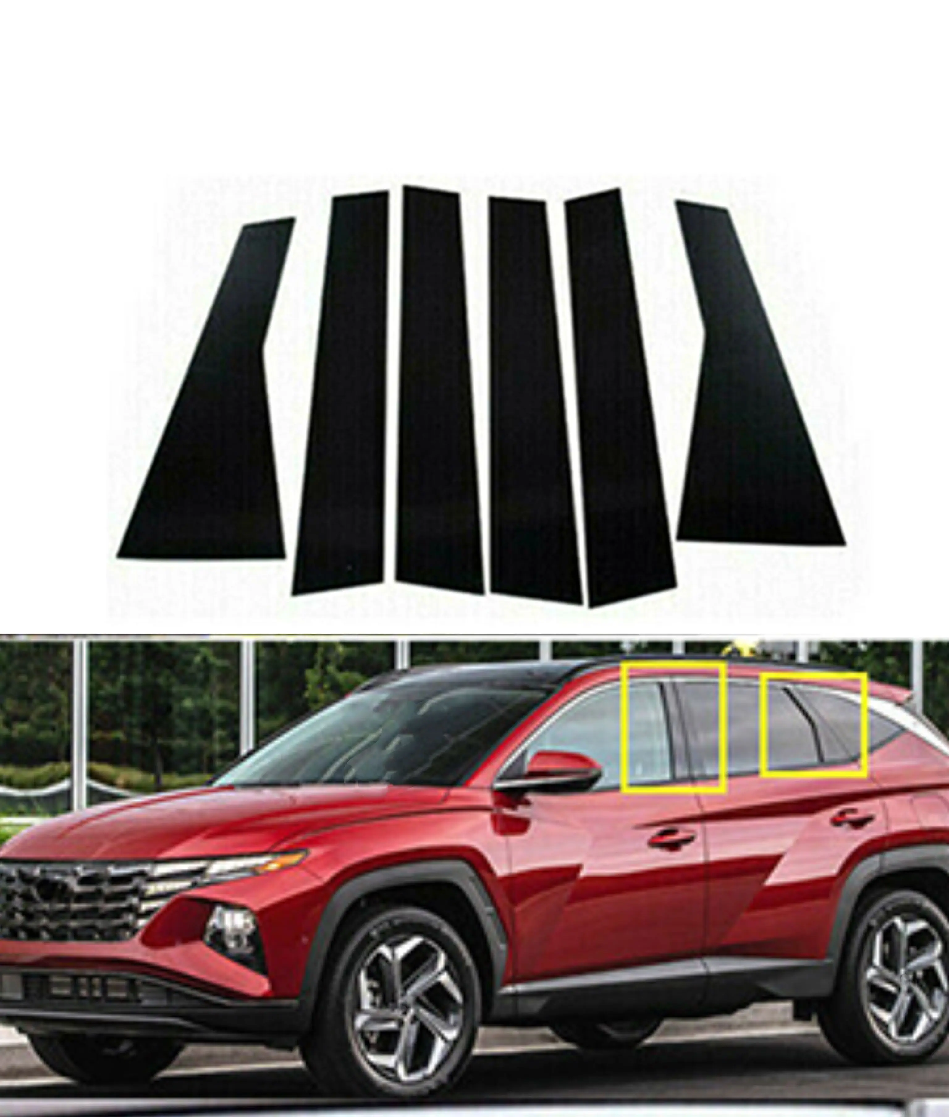 

6PCS Glossy Black Pillar Posts For Hyundai Tucson NX4 2021 2022 2023 Auto Accessories Window Trim Cover