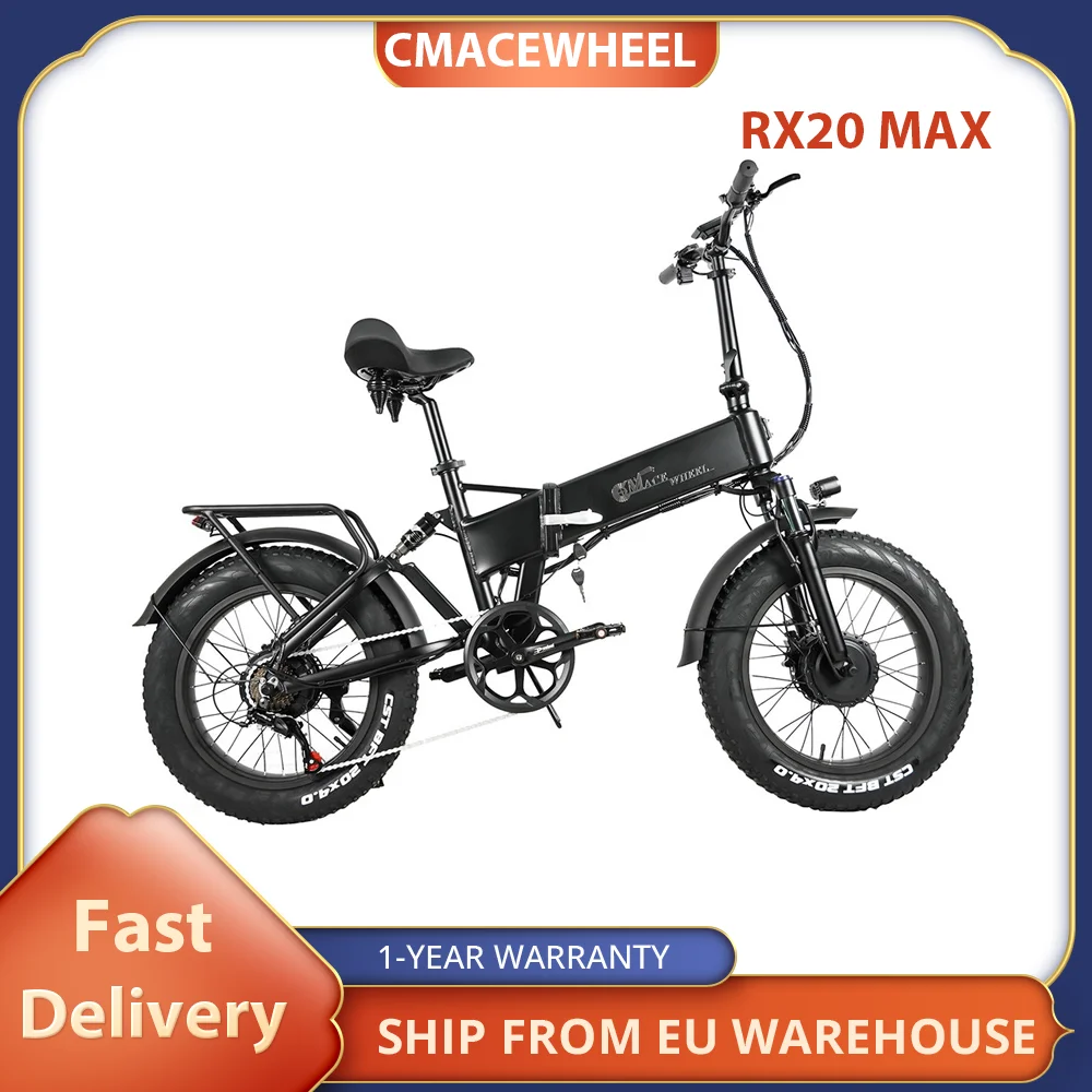 CMACEWHEEL RX20 MAX Electric Foldable Bike 750W*2 Motor 17Ah Battery 40-45km/h Max Speed 20*4.0'' CST Fat Tire Ebike 150kg Load