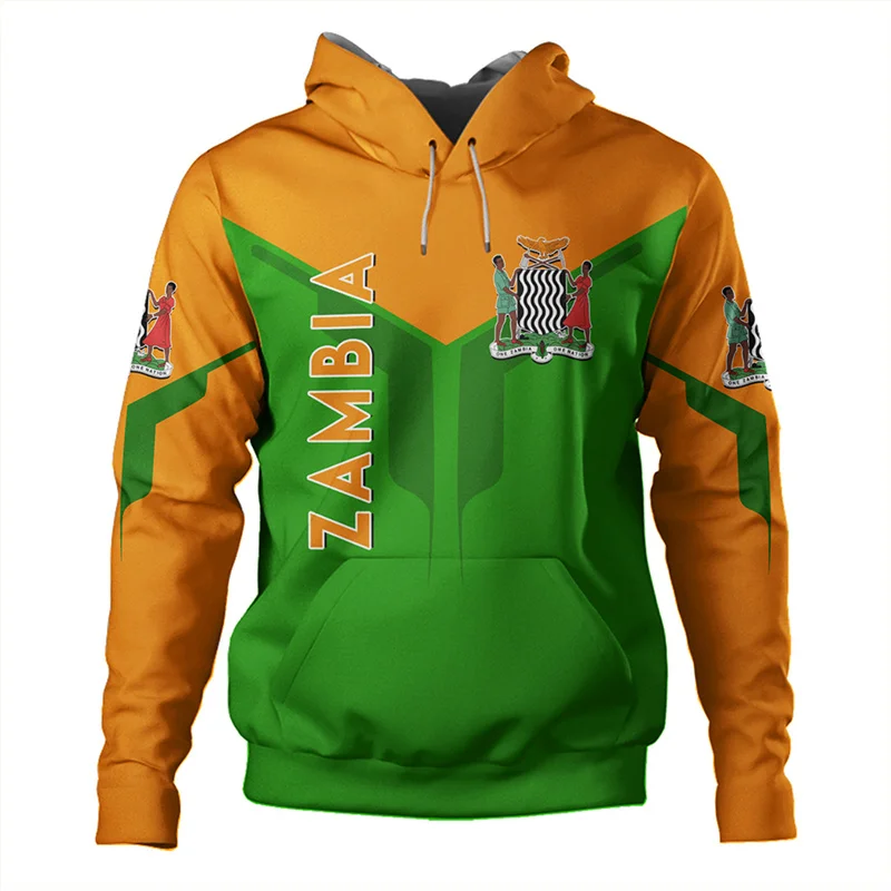 

3D Printing African The Republic-Of Zambia Flag New In Hoodies & Sweatshirts Zambia Ethnic Emblem Graphic Hooded Hoody Pullovers