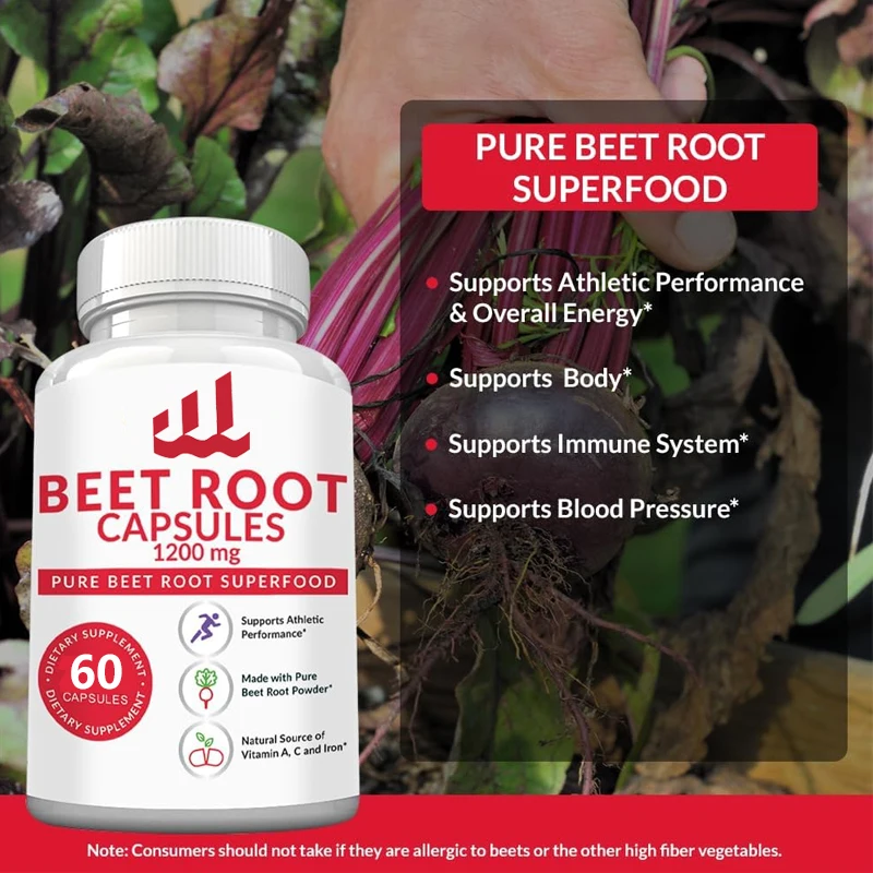 Beet root capsules - Beet root powder supports blood pressure and immune system (non genetically modified and gluten free)