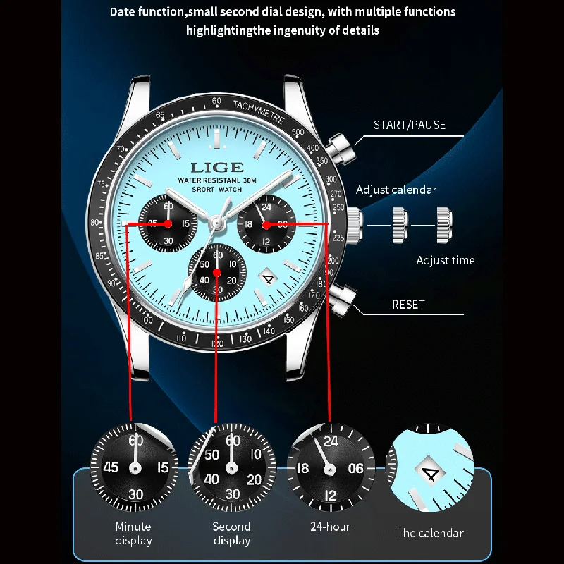 LIGE Mens Wristwatch 2026 Casual Watches Luxury Stainless Steel Quartz Watch for Men Date Clock Chronograph Male Watch Reloj+BOX
