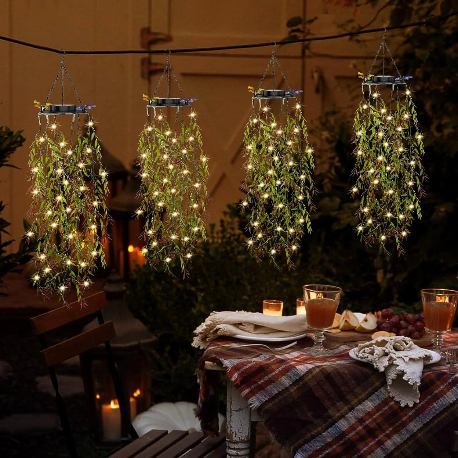 

E5 Outdoor Garden 1 Pieces Artificial Plants Solar Hanging Lights LED Fairy Lights Solar Lamp Outdoor Light Porch Wedding Decor