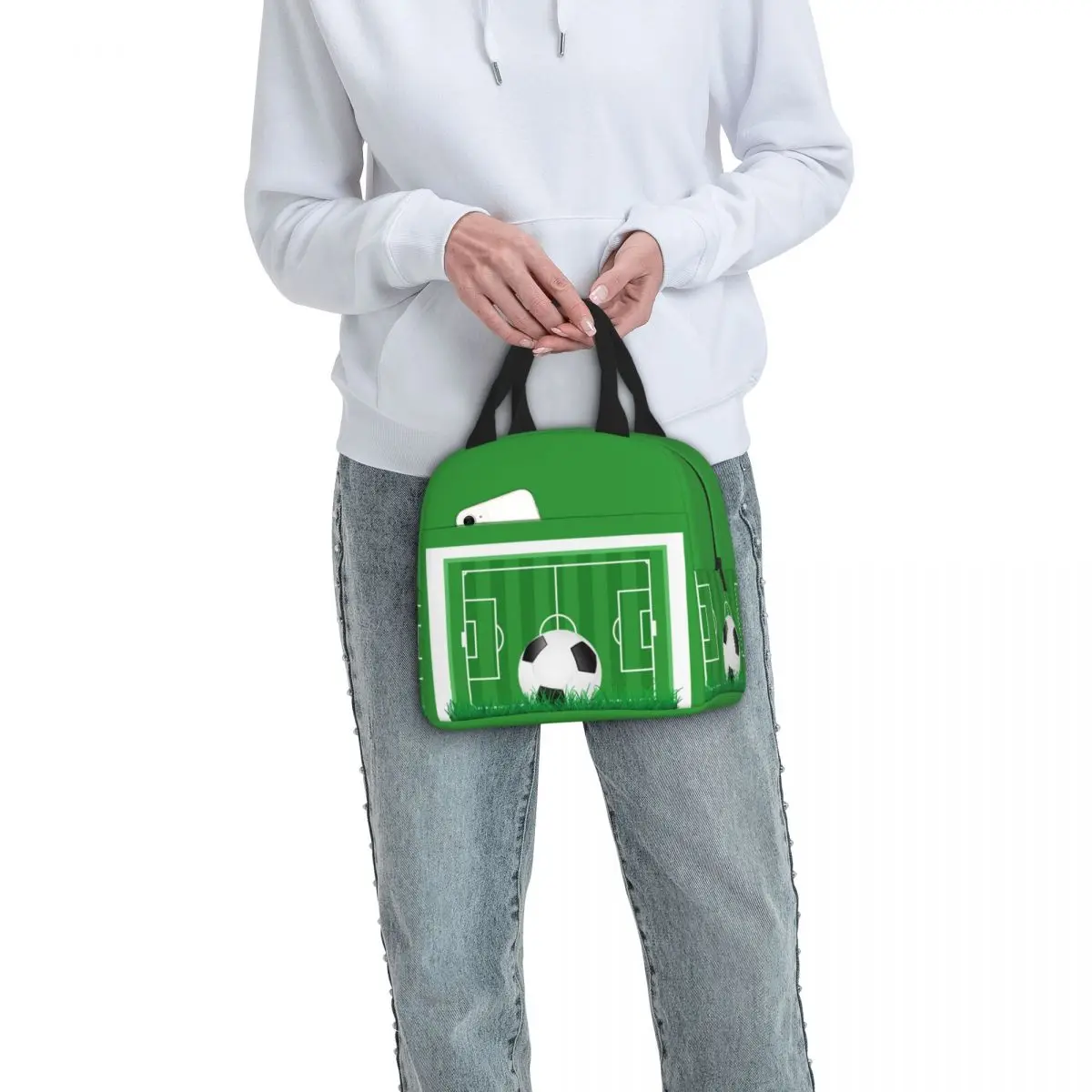 Soccer Football Insulated Lunch Bag Thermal Bag Reusable Balls Sports Portable Tote Lunch Box Men Women School Picnic