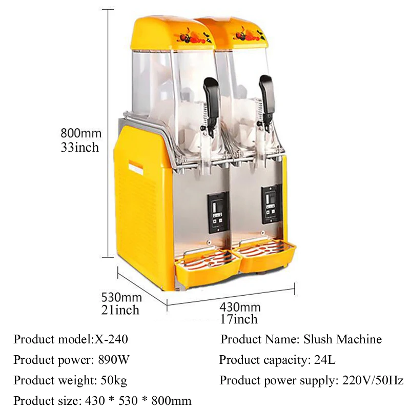 Snow Melter Commercial Double Cylinder Slush Machine Cold Drinking Machine Snow Smoothie Machine