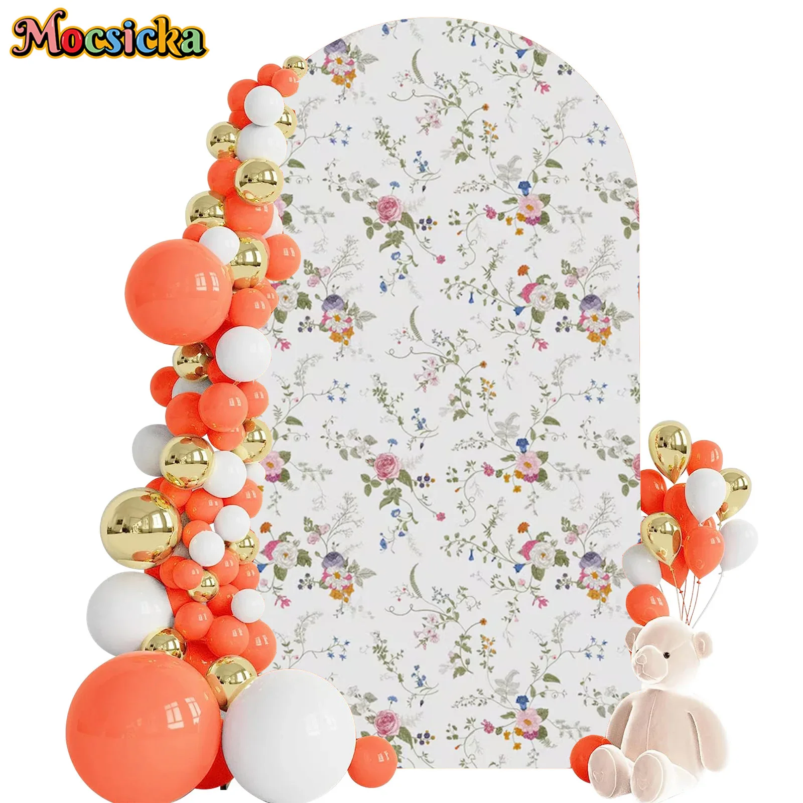 Mocsicka 2-Sided Arch Cover Newborn 1st Birthday Decoration Backdrop Baby Shower Arch Wall Cake Smash Party Prom Photo Banner