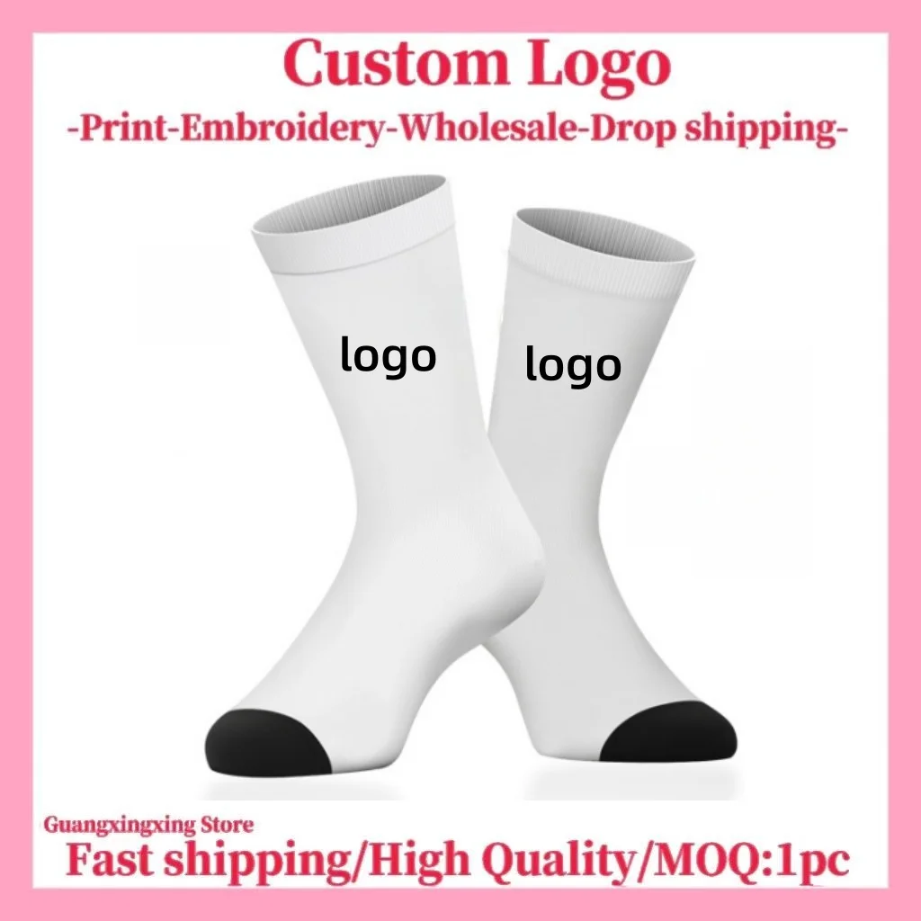 

Custom Logo socks men's business socks cotton unisex sports dance socks 3D embroidery design custom gift print photo wholesale